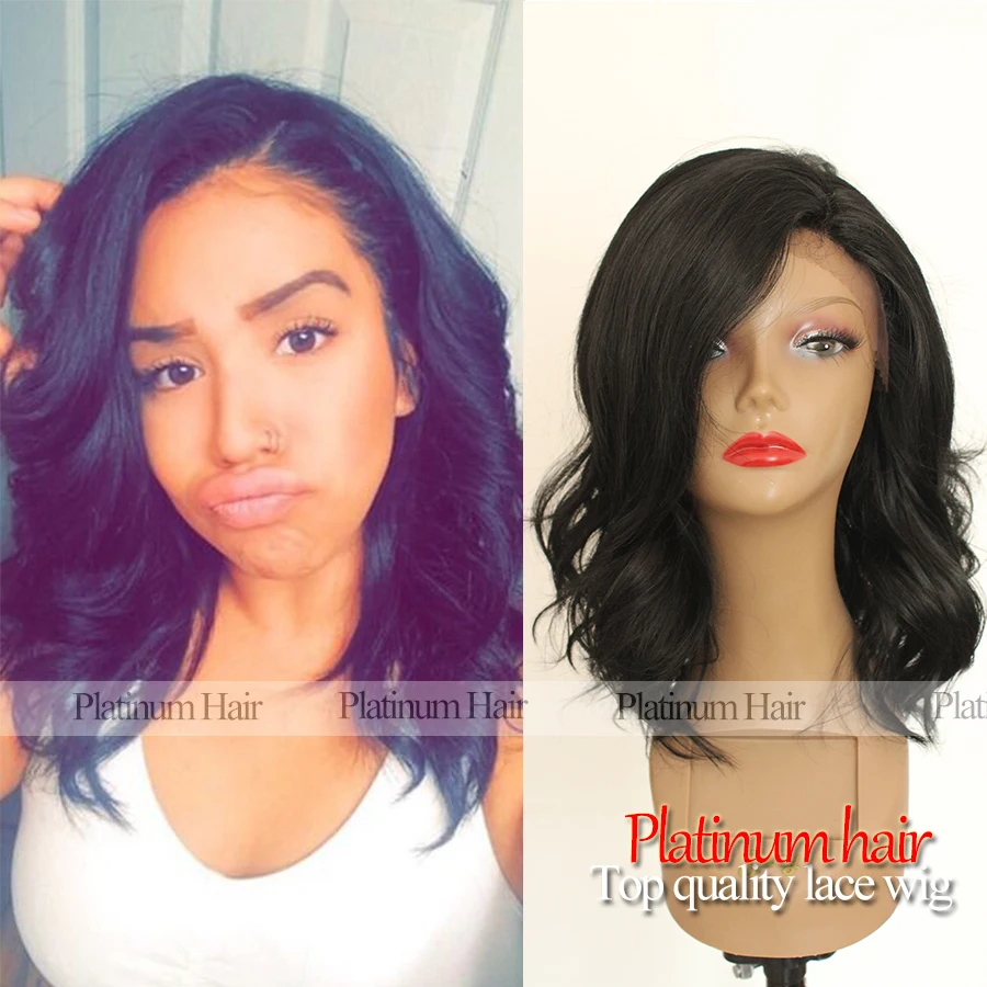 Beat Selling Short Wave Bob Wigs Synthetic Lace Front Wigs Jet