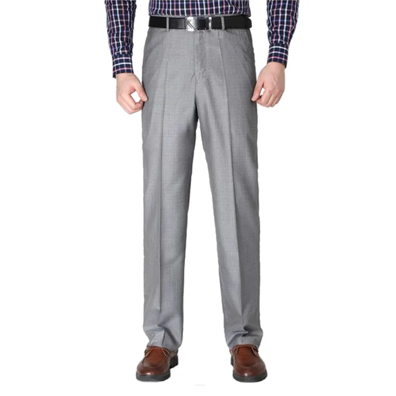MOGU Fashionable New High-Quality Men's Pants Straight Summer Mens Classic Casual Business Trousers in Long Length for 8 Colors