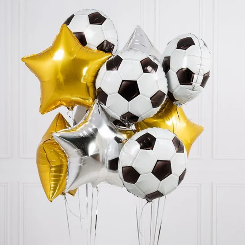 Starlzmu 10 шт. 18 дюймов черный футбол воздушный шарик из фольги в форме футбольный шар белого цвета воздушный шар с гелием вечерние украшения праздника