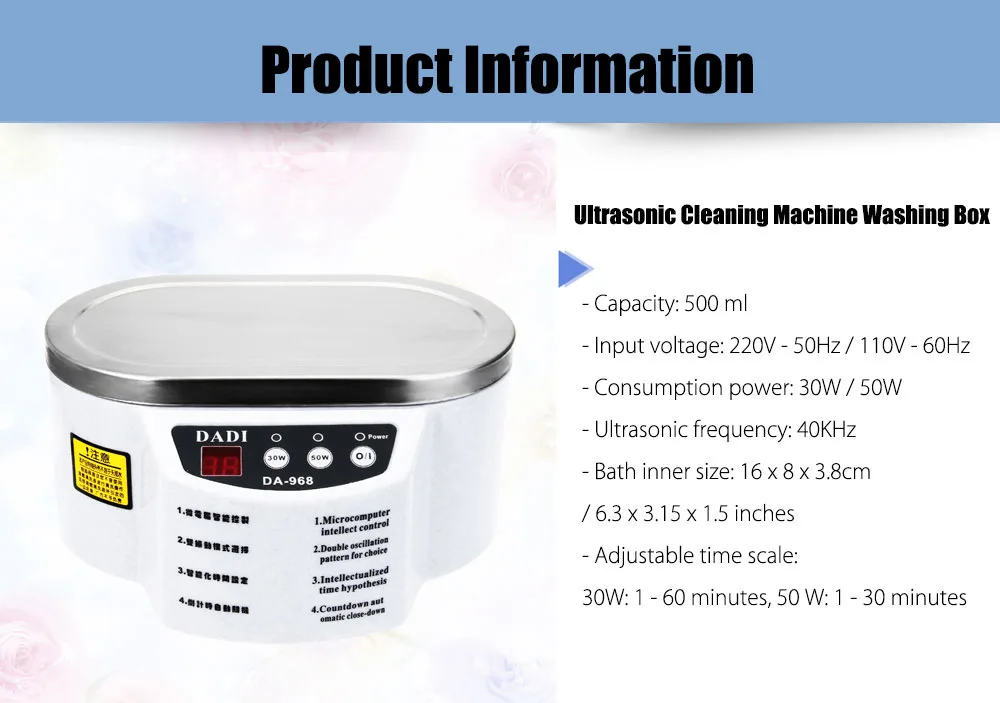 Micro Ultrasonic Cleaner 30W 50W for Glasses Necklace Watch Circuit Board