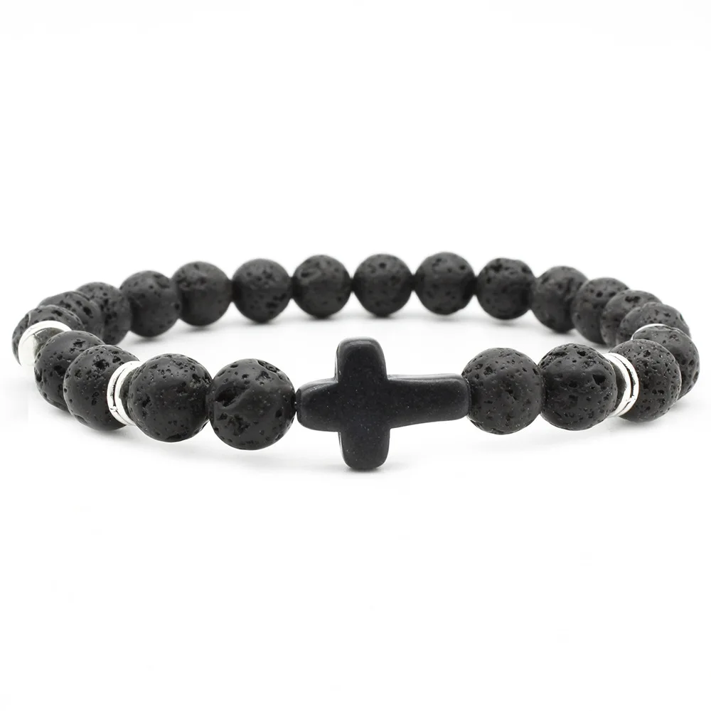 

New Bracelet 2019 Sells Natural Stone White Cross Christian Energy Jewelry bracelets for women men