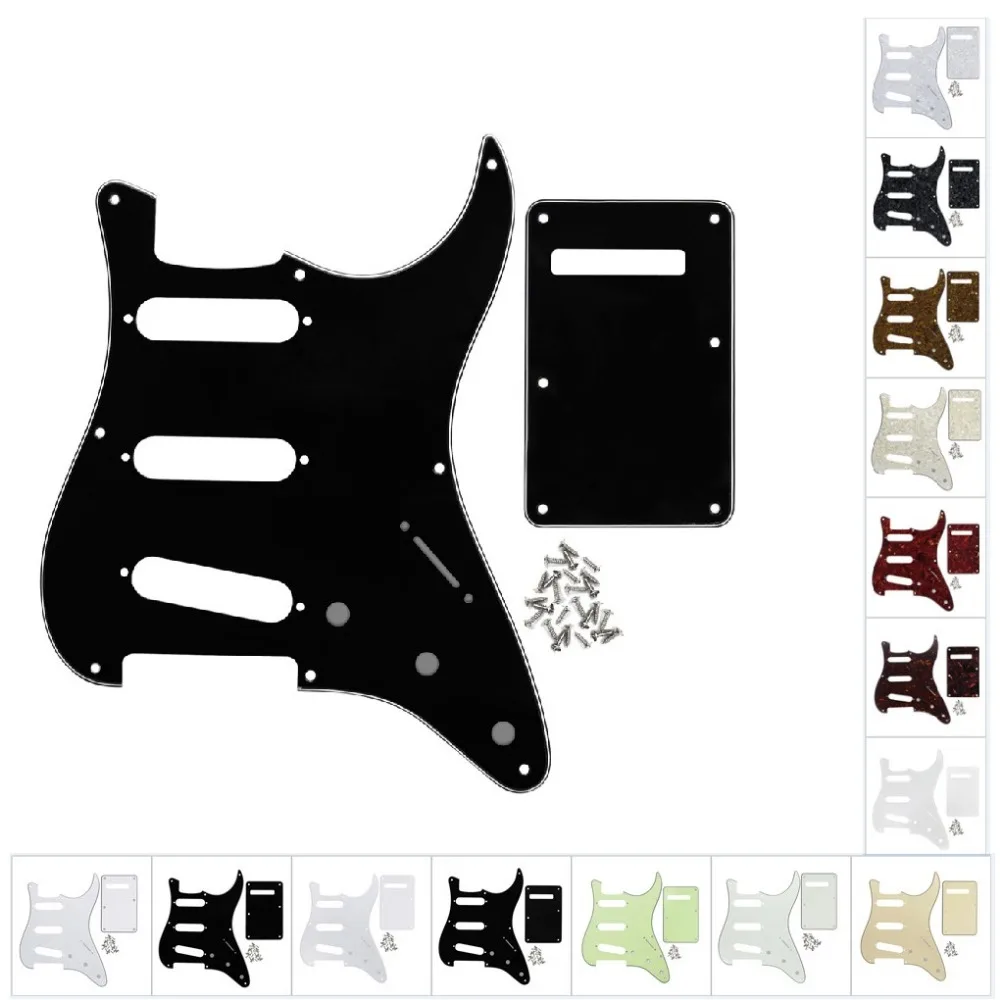 FLEOR набор из США Винтаж 8 отверстий накладка на гитару sss царапина пластина и Задняя панель для гитары тремоло крышка w/Винты для гитарных частей