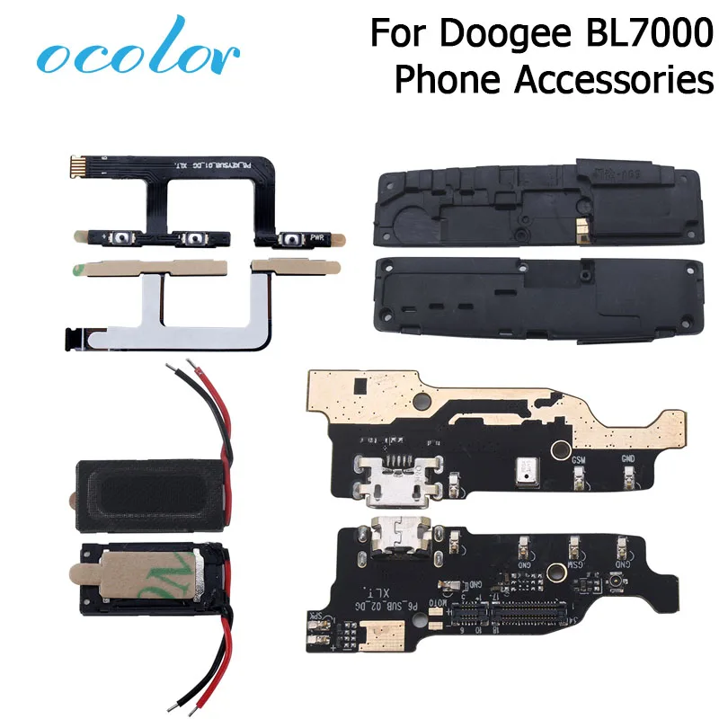 

ocolor For Doogee BL7000 Button Flex Cable Power+Volume Button Speaker Earpiece USB plug Charge Board Loud Speaker