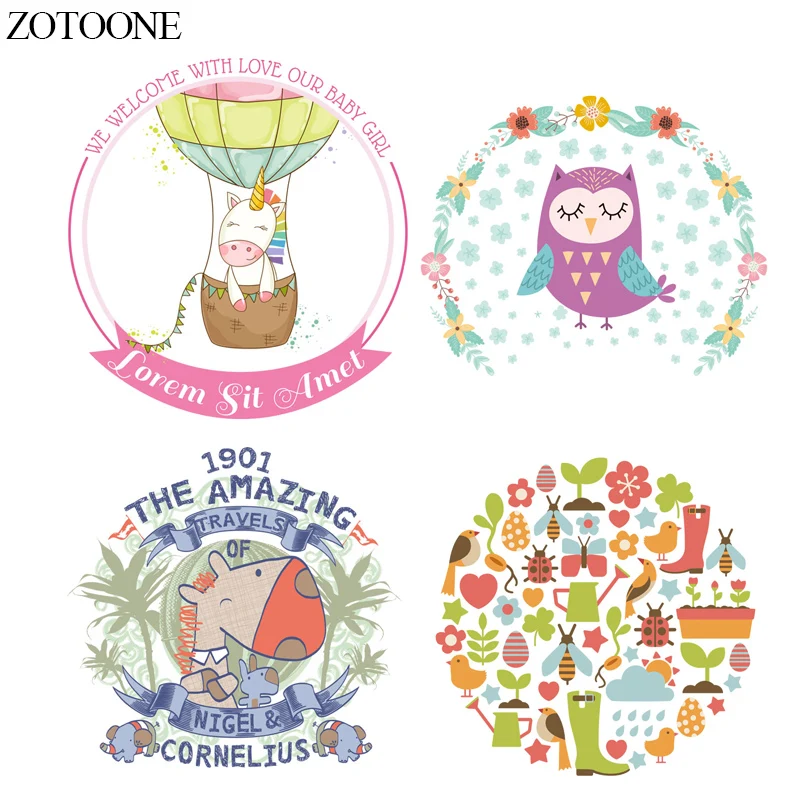 

ZOTOONE Unicorn Owl Patch Heat Transfer Vinyl Animal Patches For Clothing Iron On Transfers Sticker On Clothes DIY T-shirt E