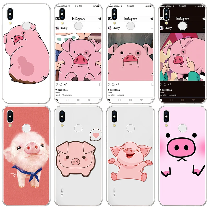 

Silicone Case For Huawei Honor View 20 8X 9 10 Lite 7A Pro 10i 20i 8C 8S 8 Play 8A 7X Cute Pigs Cover Coque For Honor 20 Lite