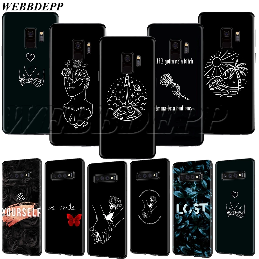 

WEBBEDEPP Color text on a black background Soft TPU Case for Samsung Galaxy Note 8 9 S6 S7 S8 S9 S10 S10e Edge Plus