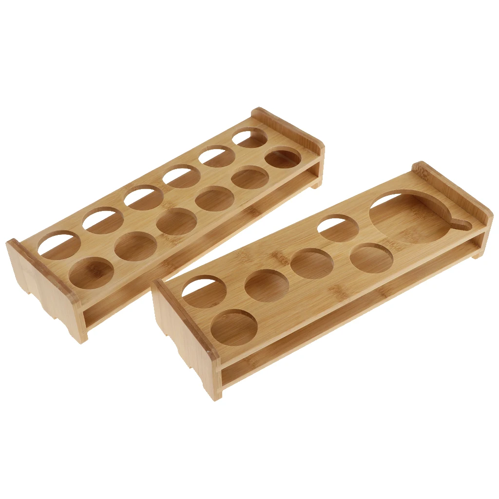 Bamboo Shot Glass Holder Rack Barware Whisky Cup Serving Tray Vodka Rum Tequila Cocktail Cups Organizer