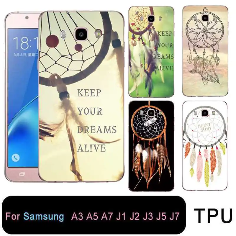 QMSWEI Soft Tpu Clear Phone Case For Samsung Galaxy A3 A5 2016 2017 prime J1 J2 J3 J5 J7 Windbell Feather Cover Free shipping |