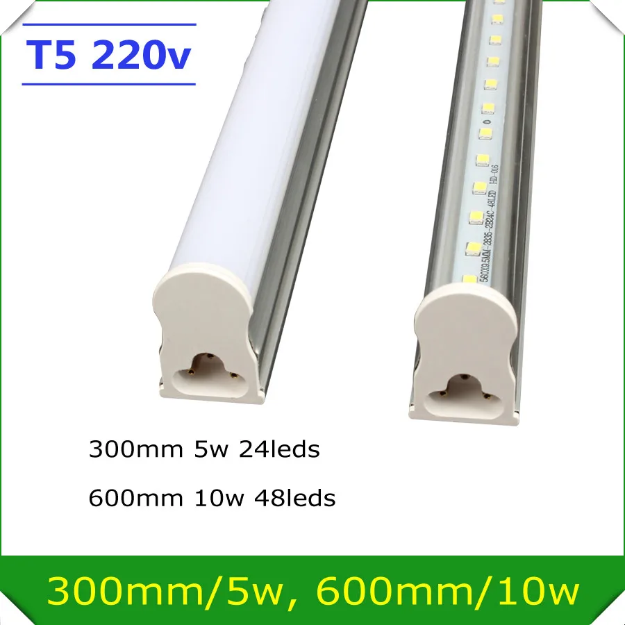 

PVC Plastic LED Tube T5 Light 30CM 60CM 110V 220V~240V LED Fluorescent Tube LED T5 Tube Lamps 6W 10W Cold White Light