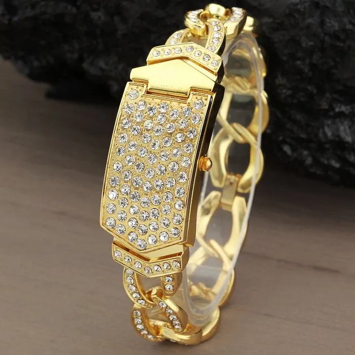 G & D-Relojes de pulsera de lujo para mujer, joyería de oro con diamantes de imitación, reloj de vestir de mujer, banda de acero, reloj con concha