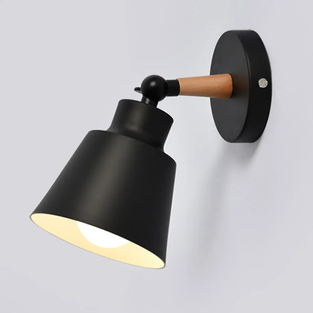 Настенный светильник для спальни, современный настенный светильник, деревянный настенный светильник s для кухни, столовой, ресторана, Нордического макаруна, 5 цветов, E27, рулевая головка - Цвет абажура: Black No Bulb