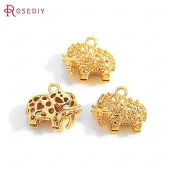 

(35678-G)10PCS 11x14MM 24K Champagne Gold Color Brass Elephant Charms Pendants Jewelry Making Supplies Diy Findings Accessories