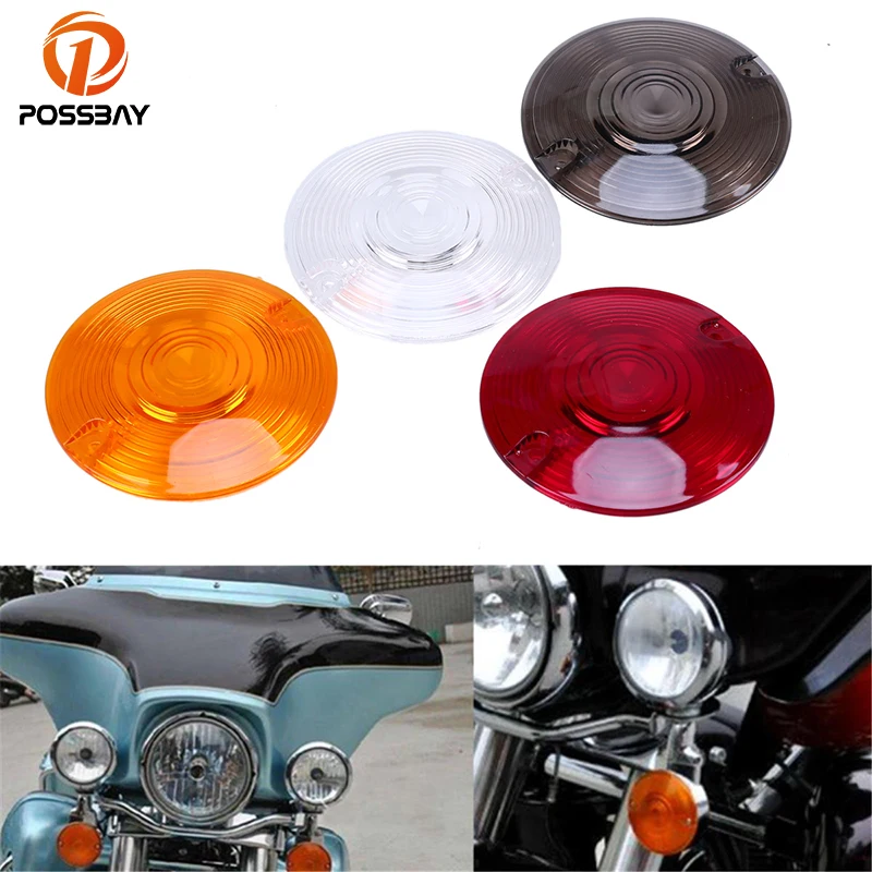 POSSBAY Motorcycle Turn Signal Light Indicator Lens Cover Cafe Racer