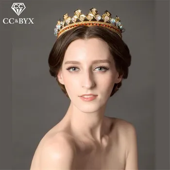 

CC wedding crown headband tiaras leaf design crystal pearl vintage rhinestones hair accessories for bride party jewelry HG279