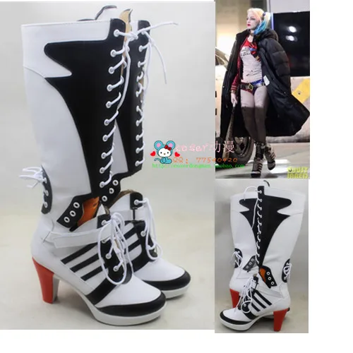 

New Batman Suicide Squad Harley Quinn film Cosplay Costumes Boots Custom Women Halloween Party shoes