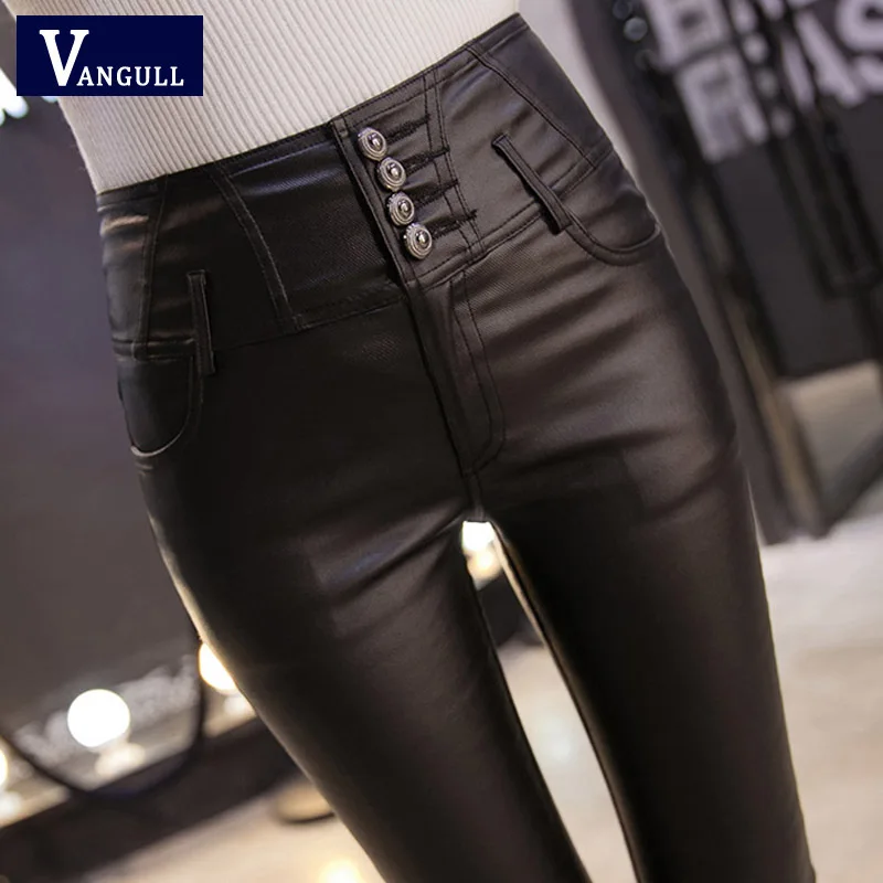 Economici VANGULL Caldo di Inverno Delle Donne Pantaloni Dropshipping Femminile di Cuoio DELL UNITÀ di elaborazione di Velluto Dei Pantaloni Elastici Della Matita dei pantaloni Scarni delle Donne pantaloni Stretti