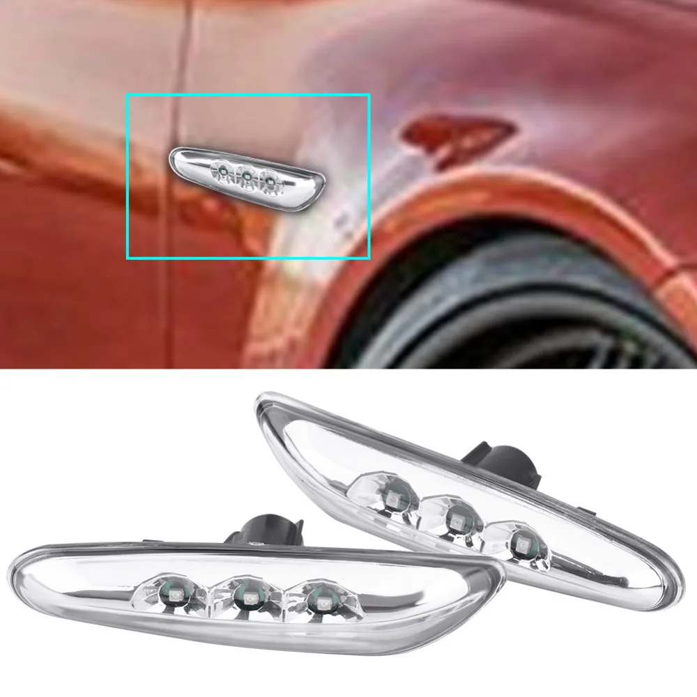 1 Pair Silver Color Car LED Side Marker Turn Signal Light for BMW E82 E88 E60 E61 E90 E91 E92 E93 Auto Lights | Автомобили и