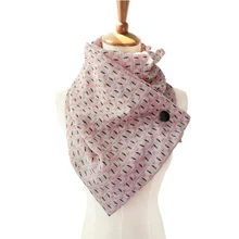 Женский шелковый шарф с животным принтом, женские шарфы с петлей, шарф с пуговицами, женский шарф