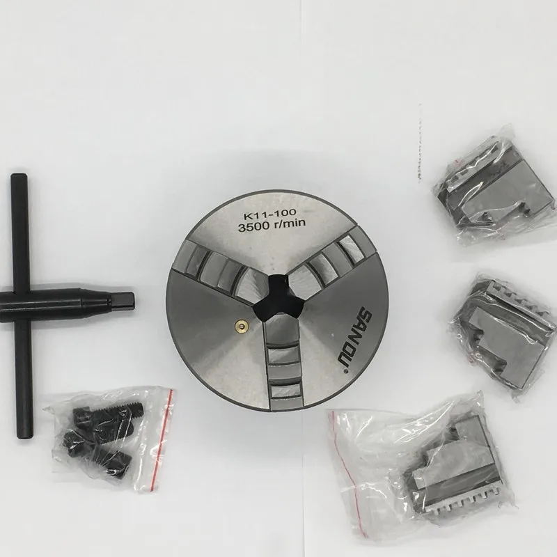 100mm 4 Inch 3 Jaw Self Centering Lathe Chuck SANOU K11 100 Metal Scroll Chucks for Drilling