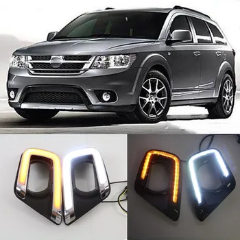 

Car Flashing 1 Set DRL Daytime Running Light Daylight With Yellow Turn Signal Fog Lamp Cover For Dodge Journey 2014 2015 2016