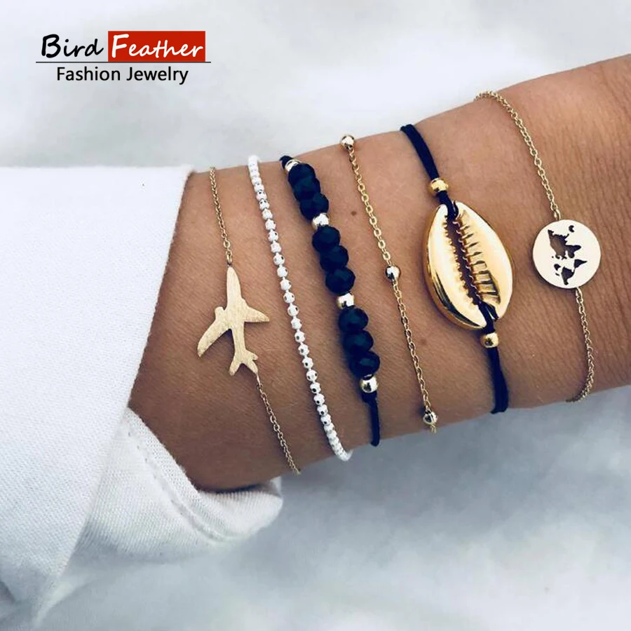 

Gold color Women Fashion Punk Bracelet Simple Trendy world map Metal Chain Bracelets Bohemian Retro Jewelry Accessories Bangles