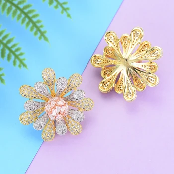 

missvikki Flower Stud Earrings made Cubic Zirconial Stone Newest Design Jewelry for Women Bridal Wedding Anniversary Gift