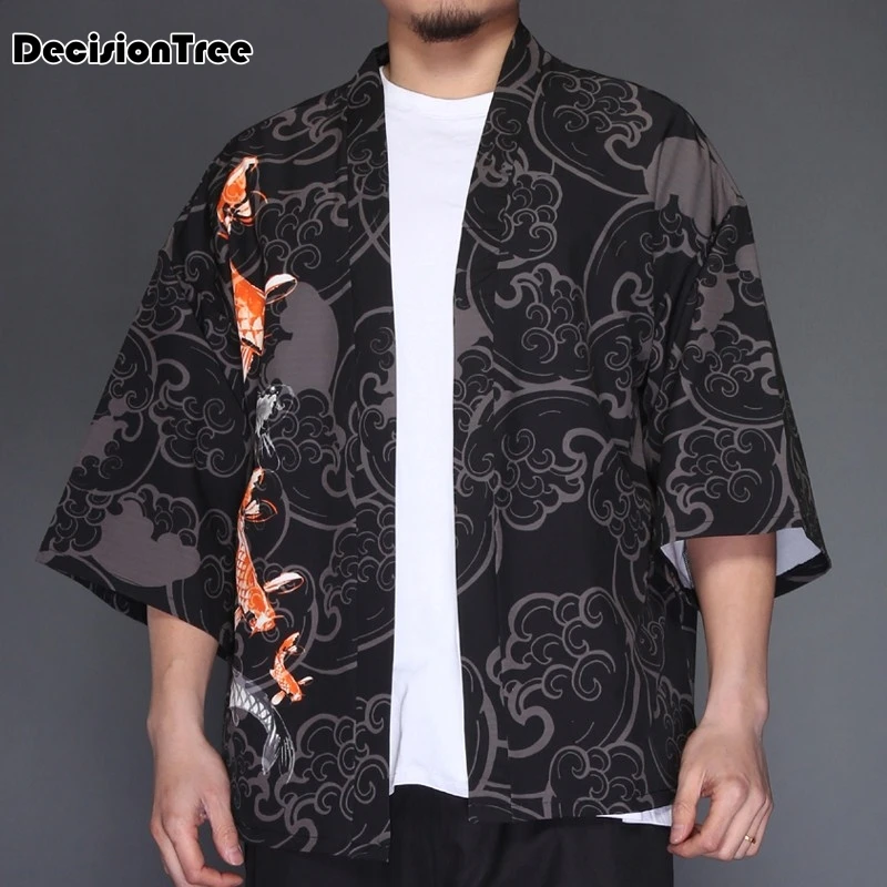 2019 summer men casual hiphop male japan style cardigan embroidery kimono coat plus japan style hiphop kimono linen overcoat