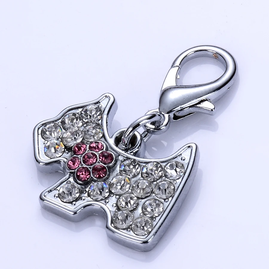 Rhinestones Dog Tag Pet Jewelry Pendants Charm For Collar Necklace Dog