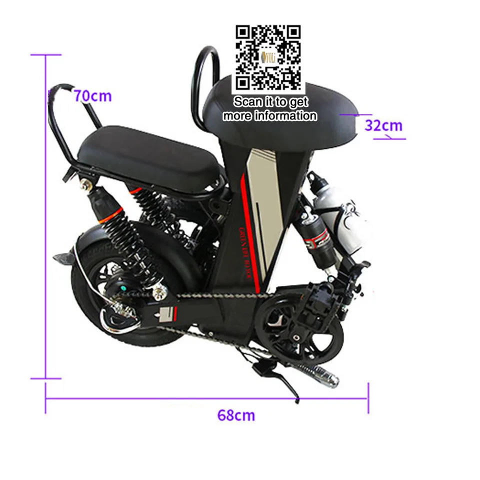 Cheap 48V 25A  built-in lithium battery bicycle 12 inch mini folding electric bike lady e bike 400W motor 1