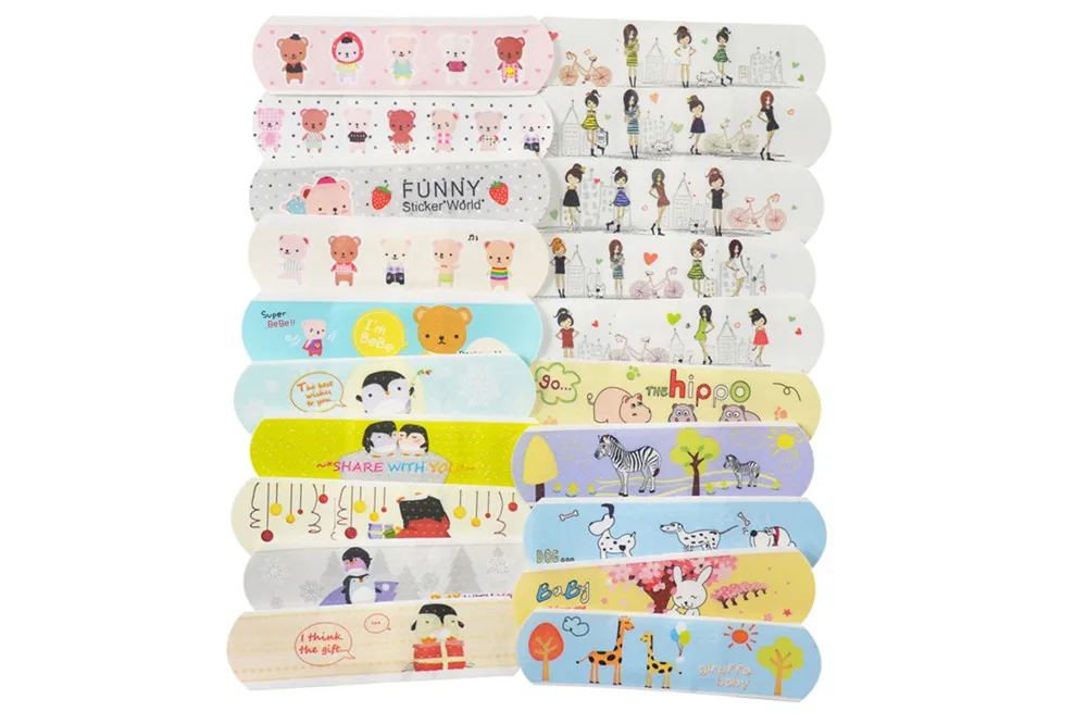 

100PCS/lot Band Aid Waterproof Breathable Cute Cartoon Band Aid Hemostasis Adhesive Bandages First Aid Emergency Kit
