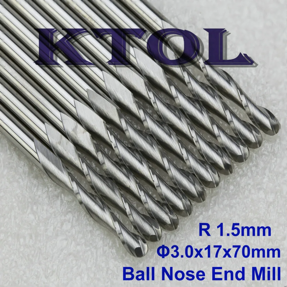 Buy 3.0*17*70mm 1.5R 2 Flutes Ball Nose End Mill