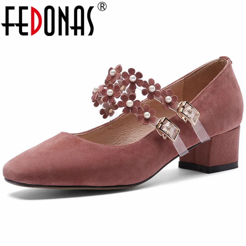 

FEDONAS Fashion Sweet Women Suede Leather High Heels Pumps Mary Jane Party Wedding Shoes Woman New Arrival Buckles Pumps