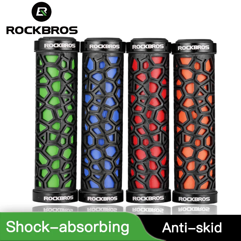 

ROCKBROS Bike Grips Bicycle Handlebar Rubber Lock-on Ultraight MTB Grips Anti-skid Shock-absorbing Cycling Handlebar Bike Parts