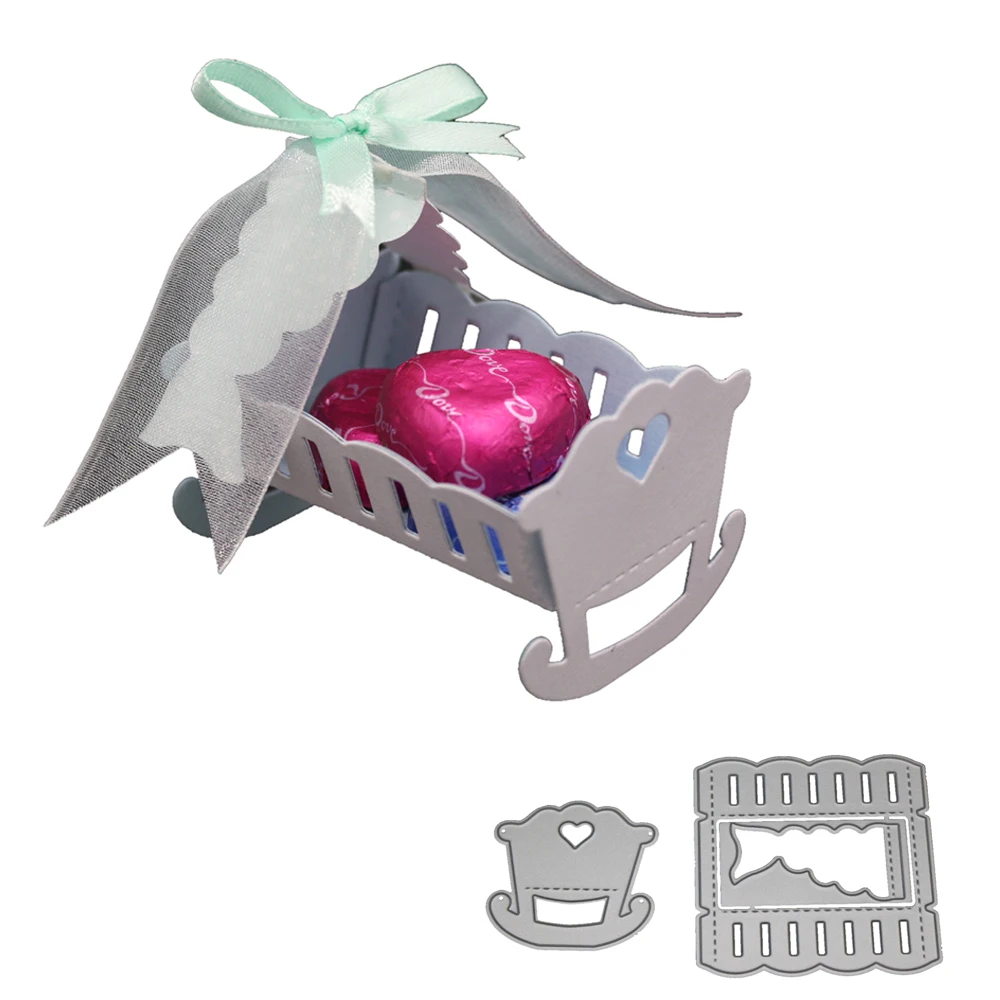 Exquisite Bed baby cradle For Wedding Metal Cutting Dies Scrapbooking Craft Die cuts Card making diy Emboss 7.4X7/4.9X5cm