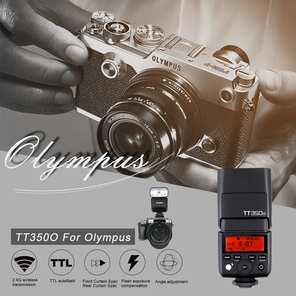 Godox Mini Thinklite TTL TT350O Camera Flash High Speed 1 8000s GN36 For Olympus Panasonic Digital