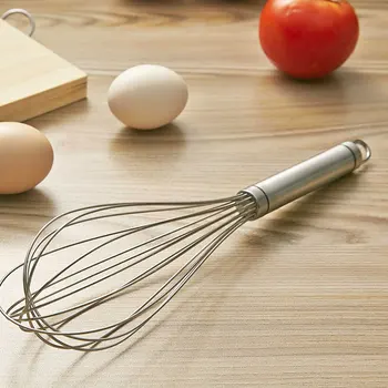 

Small tools 304 stainless steel eggbeater round handle manual stirring rod cream mixer cake tool