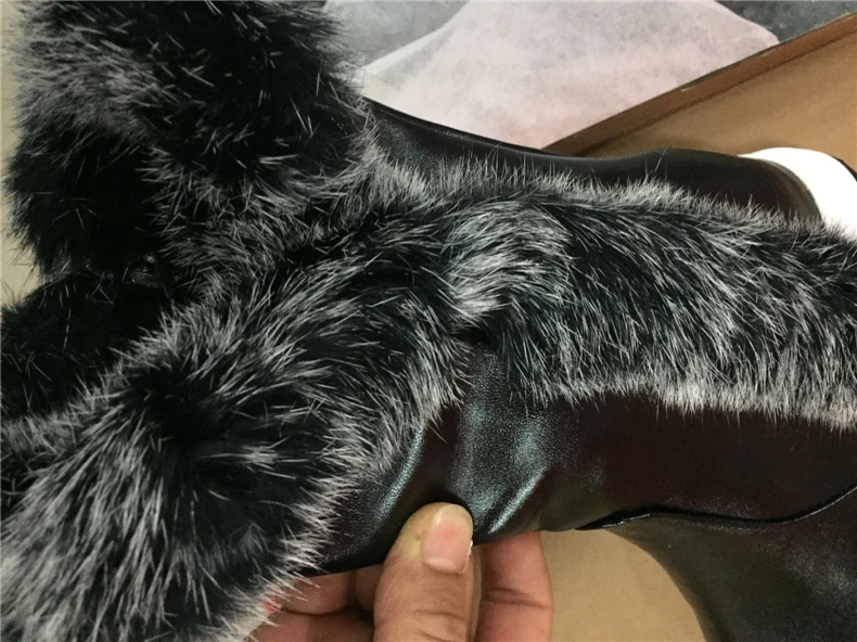 1RQFF Brand Boots Women Big size 34-43 Woman Rabbit Fur Shoes Female Snow Winter Shoes Mid-calf Shoe Leather Ladies Boot Platform (1)