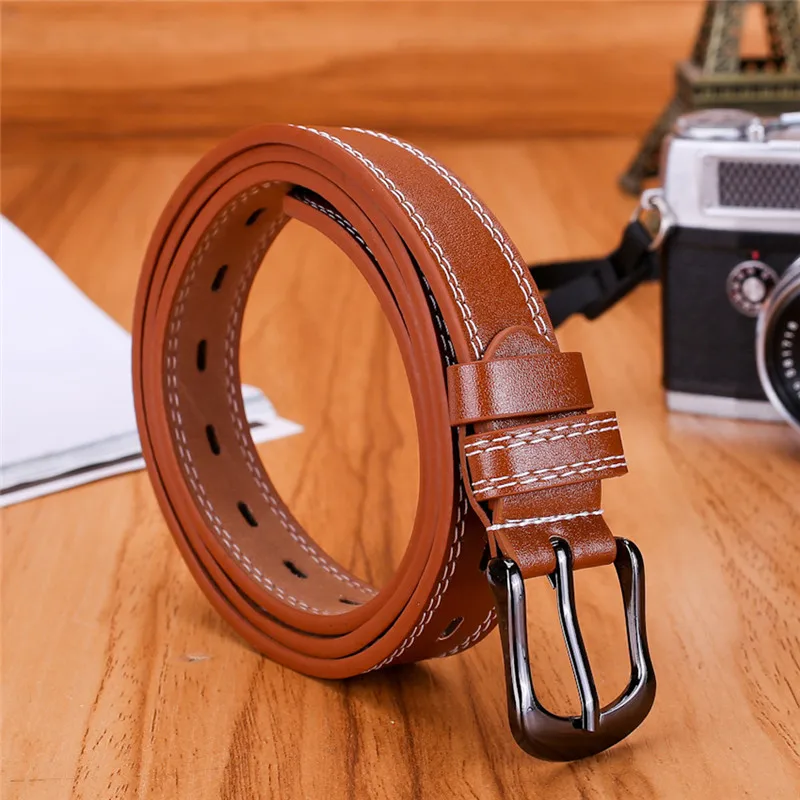 Women Lady Girls Skinny Belt Thin Leather Buckle Narrow Waistband Leather belt for women Fashion Accessory 40JA0412