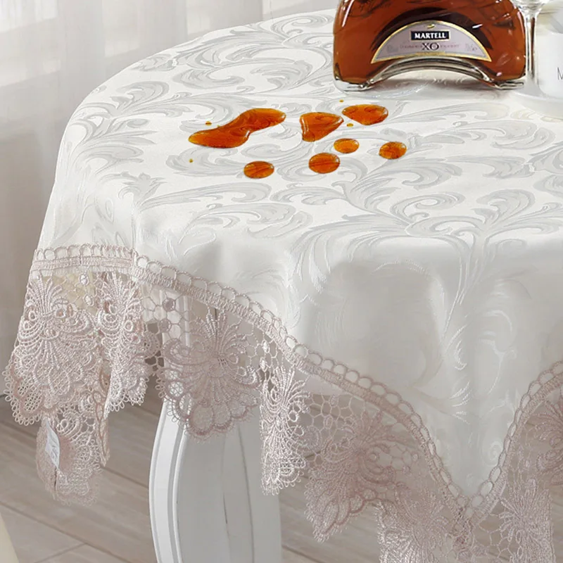 Oil Waterproof White Lace Table Cloth Wedding Decor Table Chair