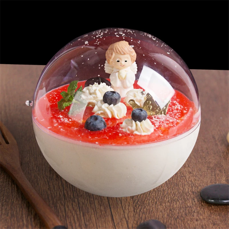 

Transparency Mousse Cake Ball Box PP Cake Packing Tools Dessert Fruit Round Box Display Box Take Out Christmas Food Container