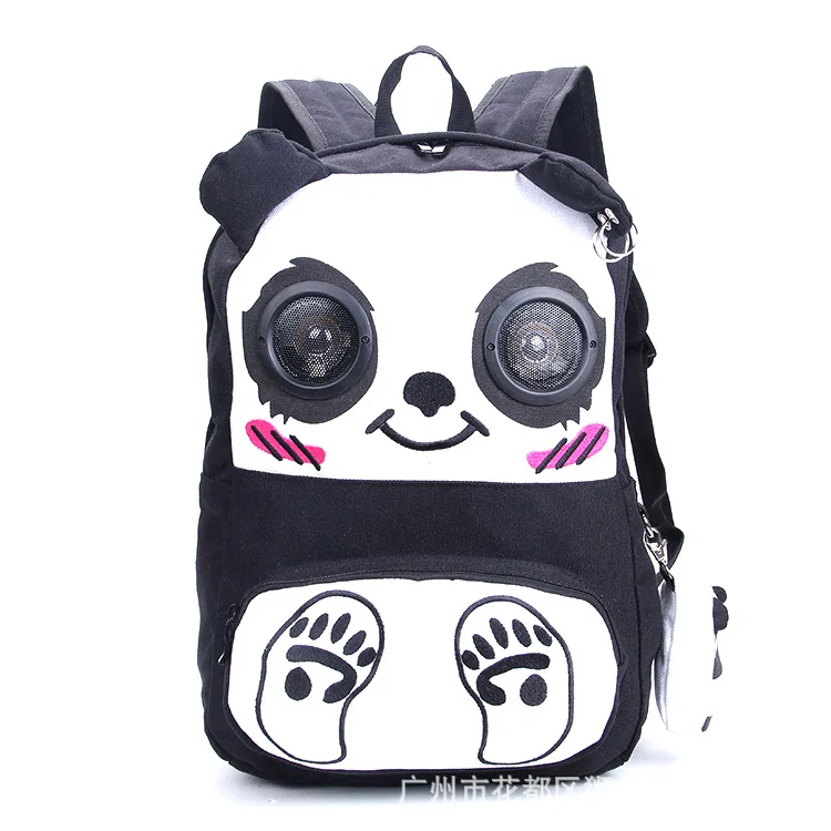 

2018 summer new canvas bag Bluetooth audio backpack cute animal pattern student school bag