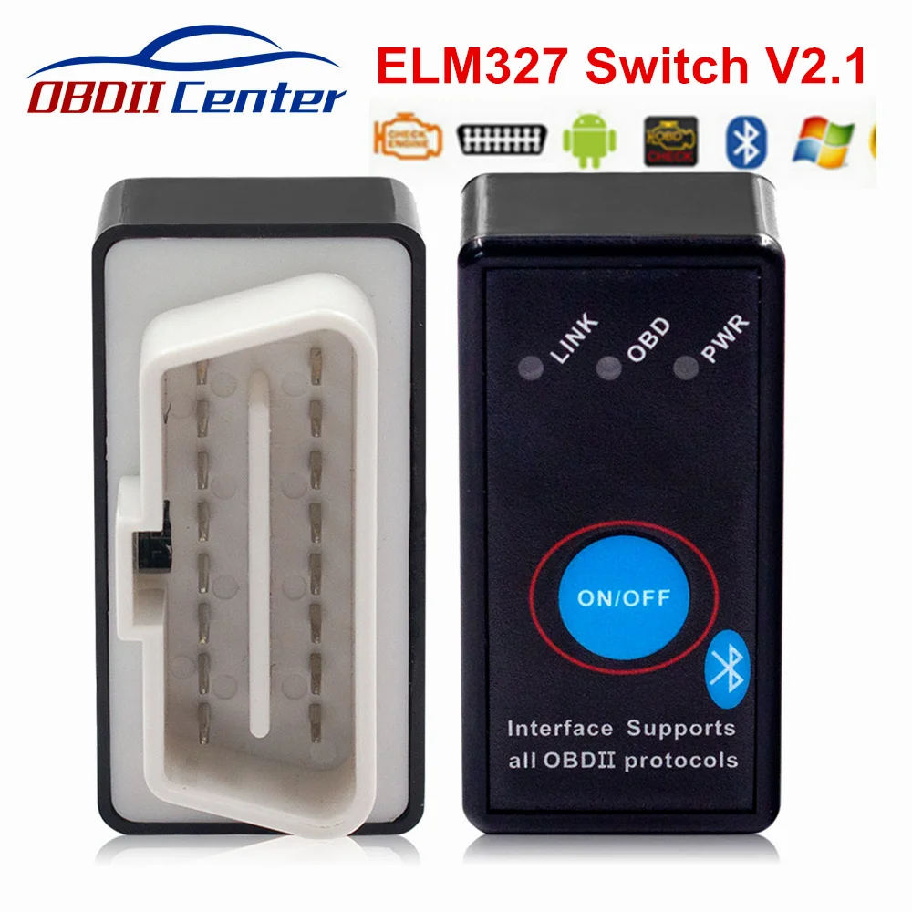 Мини Bluetooth ELM 327 V2.1 переключатель OBD II сканер Супер ELM327 оборудование 2 1 OBDII