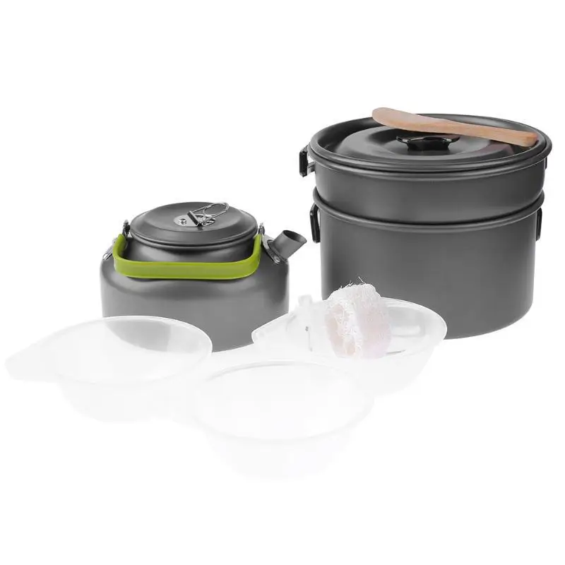 Panelas de Campismo Utensílios de Mesa ao ar Talheres de Viagem Chaleira de Café Pessoas Cooking Grupo Livre Tigelas Colher Piquenique Conjunto Panelas Pan 1-3 6 Louça para ar livre
