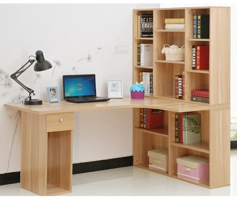 Corner Computer Desk Bookcase Desk Combination Minimalist Modern