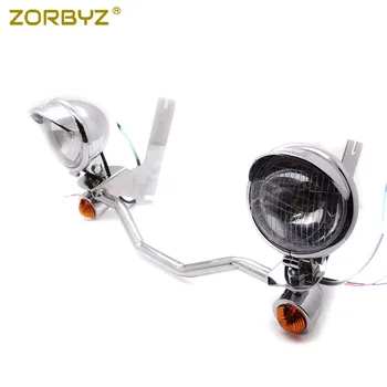 

ZORBYZ Chrome Front Spotlight Passing Lamp Mount Turn Signal Light Bar Fit For Harley Touring Road King 1994-2012