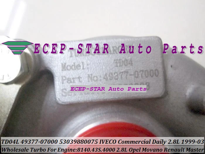 - TD04L 49377-07000 53039880075 53039880034 Turbo Turbocharger For IVECO Commercial Daily 2.8TD 1999-03 8140.43S.4000 2.8L 125HP (1)