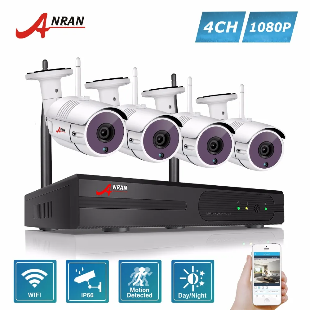 

ANRAN Plug and Play P2P 4CH WIFI NVR Kit Outdoor 36 IR Day Night 2.0MP 1080P Wireless IP Camera Security System Hard Disk