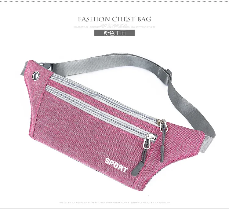 Спортивная сумка для бега, поясная сумка, дорожный денежный пояс на молнии, походный кошелек - Цвет: Розовый