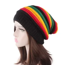Jamaica regae Gorro Rasta Стильная кепка pello хип-хоп женские зимние Полосатые Шляпы женские радужные шапки Осенняя модная женская вязаная кепка