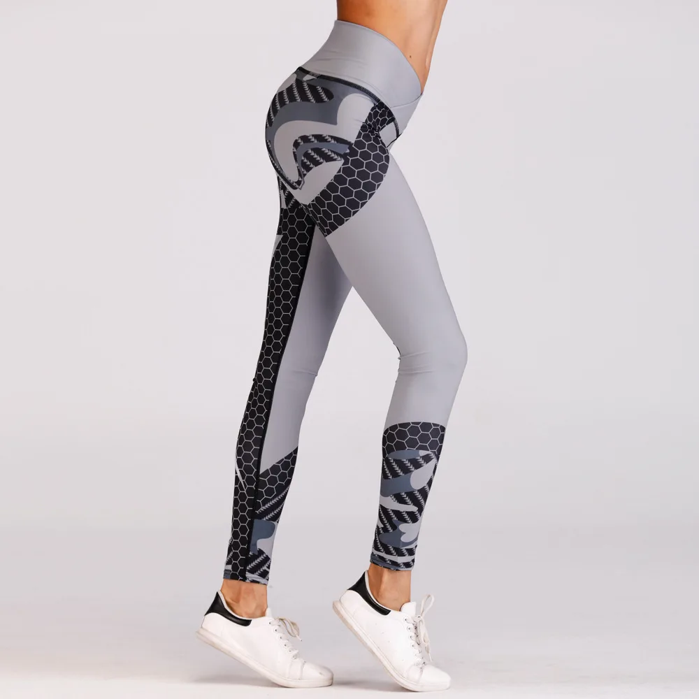 Женские штаны для йоги, с принтом, высокая талия, спортивные Леггинсы для фитнеса, пуш-ап, для бега, трико, тренировочные брюки, спортивная одежда, Капри - Цвет: CK3396
